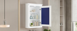 English Elm 20" Medicine Cabinet with Mirror — Space-Saving Wall-Mounted Bathroom Storage with Adjustable Shelf, Modern Carved Design White N710P317680K