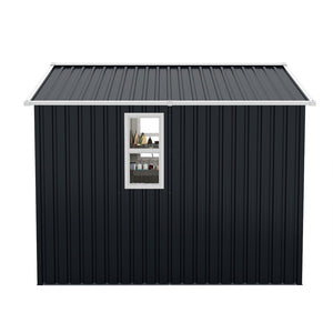 English Elm Outdoor Metal Storage Shed 8x10 with Four Windows Lockable Doors Waterproof Steel W1598S00038
