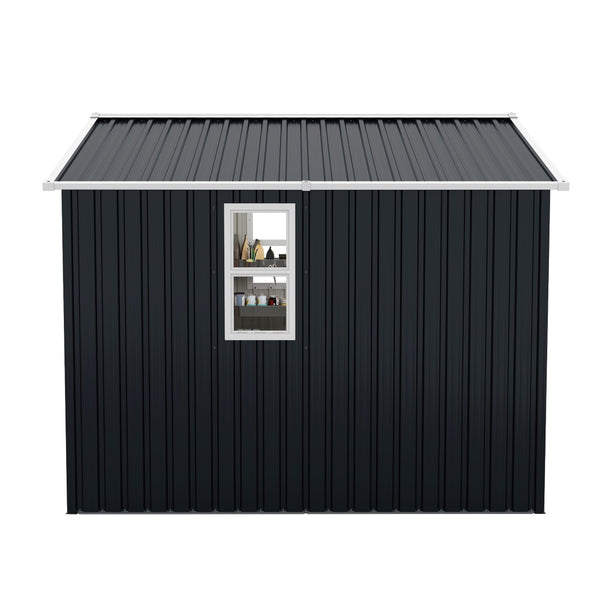 English Elm Outdoor Metal Storage Shed 8x10 with Four Windows Lockable Doors Waterproof Steel W1598S00038