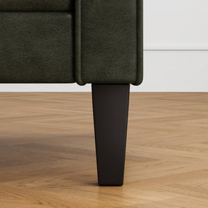 English Elm 78.75'' Slipcovered Faux Leather Sofa with High-Density Foam, Solid Wood Frame, Easy-Clean Finish Green T3623P411309