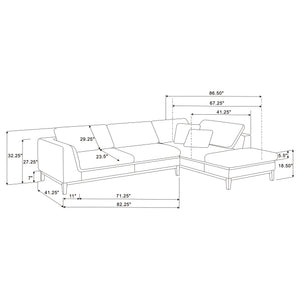 English Elm Harlan Mid-Century Grey L-Shape Sectional Sofa with Wooden Platform Base, Plush Upholstery & Pillows B062S01154