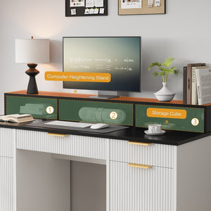 English Elm Executive Home Office Desk with Power Outlets Monitor Stand and File Storage T3773P417164