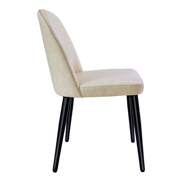 English Elm Beige Pu Leather Armless Dining Chair Set of 4 with Matte Black Iron Legs Modern Beige T3967P497816
