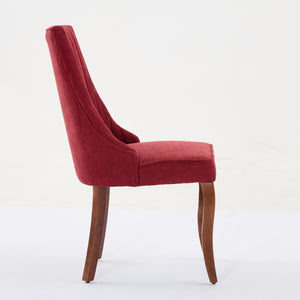 English Elm Rayon High-Back Dining Chair Set with Plush Flocking Upholstery, Triple-Comfort Cushion & Solid Wood Legs WINE RED W1143P233647