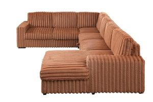 English Elm 102 Inch Linen Modular Sectional Sofa with Hidden Storage and Cloud Cushion Comfort Orange W1099S00178
