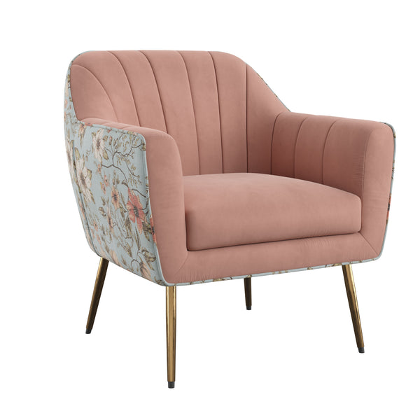 English Elm Wallace & Bay - Rose Pink Accent Chair with Floral Print Upholstery, Solid Wood Frame, Transitional Style Comfort B2709P212471