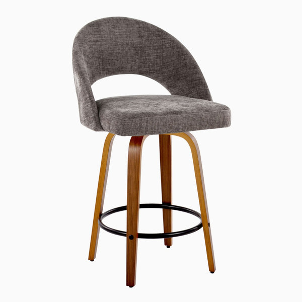 English Elm Fixed-height Swivel Counterstools Faux Leather Padded Seat Chrome Footrest Set of 2 B202S01843