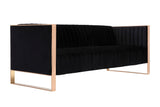 Manhattan Comfort Trillium Mid-Century Modern 3 Piece - Sofa and Arm Chair Set Black and Gold 3A-SS559-BK
