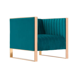Manhattan Comfort Trillium Mid-Century Modern 3 Piece - Sofa and Arm Chair Set Teal and Gold 3A-SS559-TL