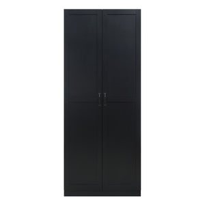 Manhattan Comfort Cornelia Modern Storage Closet With 7 Adjustable Shelves And Soft-close Doors For Elegant Organization Black Mdf 3bc-bk