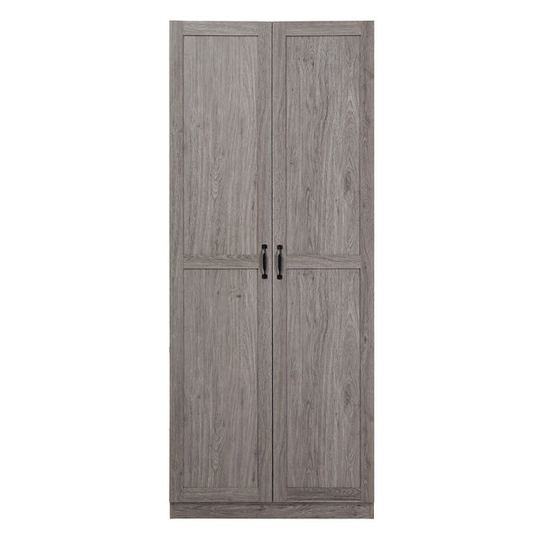 Manhattan Comfort Cornelia Modern Storage Closet With 7 Adjustable Shelves And Soft-close Doors For Elegant Organization Weathered Grey Mdf 3bc-gy