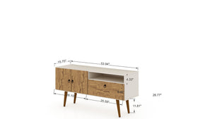 Manhattan Comfort Tribeca Mid-Century Modern TV Stand Off White and Nature 3PMC81