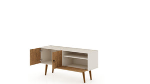 Manhattan Comfort Tribeca Mid-Century Modern TV Stand Off White and Nature 3PMC81