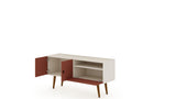 Manhattan Comfort Tribeca Mid-Century Modern TV Stand Off White and Terra Orange Pink 3PMC85