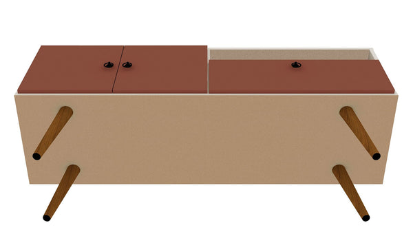 Manhattan Comfort Tribeca Mid-Century Modern TV Stand Off White and Terra Orange Pink 3PMC85