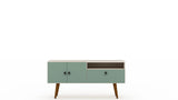 Manhattan Comfort Tribeca Mid-Century Modern TV Stand Off White and Green Mint 3PMC86