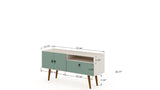 Manhattan Comfort Tribeca Mid-Century Modern TV Stand Off White and Green Mint 3PMC86