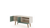 Manhattan Comfort Tribeca Mid-Century Modern TV Stand Off White and Green Mint 3PMC86