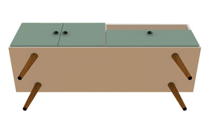 Manhattan Comfort Tribeca Mid-Century Modern TV Stand Off White and Green Mint 3PMC86