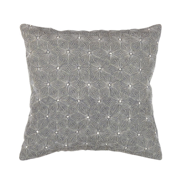 Pasargad Home Naples Luxury Embroidered Pillow – Enhance Your Space With Glamorous Style Grey Cotton & Bamboo Silk Pcc-1282