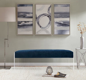 Pasargad Home Tribecca Velvet Upholstered Vanity Seat With Acrylic Base For Modern Decor Elegance Navy Acrylic & Velvet Bench-137