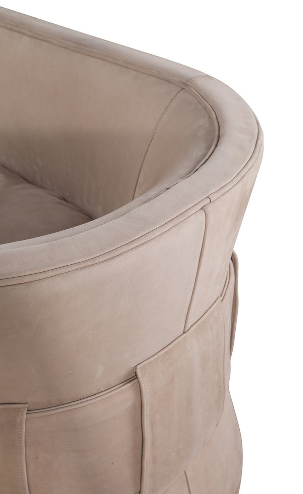 Olivia + Quinn Wynn Swivel Chair: Luxurious Leather Comfort With Elegant Detailing For Stylish Living Spaces Mcpherson Stone Leather,Foam,Wood 2102_Mpe1001