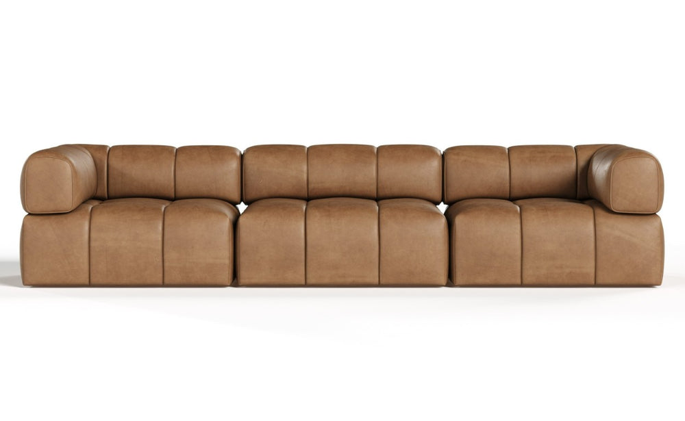 VIG Furniture Everest Genuine Brown Leather Modular Sectional Sofa - 3-Piece Modern Set With Ottoman, Durable Frame VGOD-ZW-23118-MOD-3-Piece Sectional