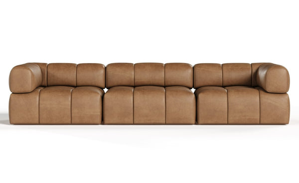 VIG Furniture Everest Genuine Brown Leather Modular Sectional Sofa - 3-Piece Modern Set With Ottoman, Durable Frame VGOD-ZW-23118-MOD-3-Piece Sectional