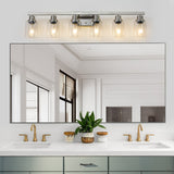 English Elm Modern 6-Light Bathroom Vanity Light Fixture - Brushed Nickel Finish With Clear Glass Shades, Perfect For Bathroom, Vanity, and Dressing Area Lighting (No Bulbs)