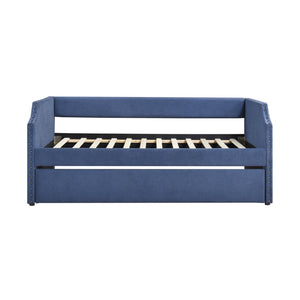 English Elm Modern Upholstered Daybed with Pull Out Trundle Nailhead Trim Twin Guest Room Piece Blue B011P256299