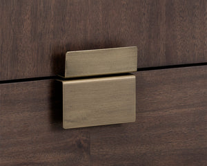 Sunpan Jade Dresser: Stunning Acacia Wood Design with Six Drawers for Elegant Bedroom Storage Solutions Antique Brass / Dark Mango