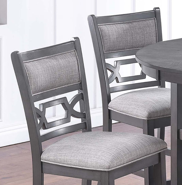 English Elm Gray Round 5-Piece Dining Set with Lower Shelf and Upholstered Chairs — Contemporary Charcoal Style Gray 45 L x 17 W x 46 H B011P373703