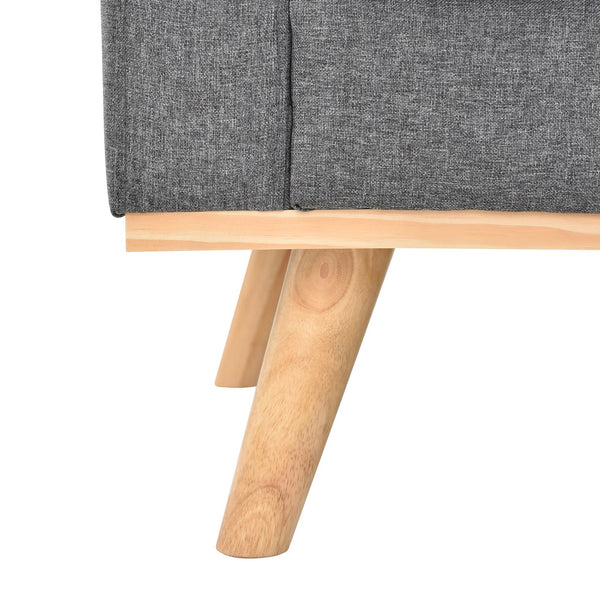 English Elm Modern L-Shaped Sectional Couch Gray - Mid-Century Corner Sofa, Linen Polyester, Solid Wood Frame, Durable Stable Design B347P407836