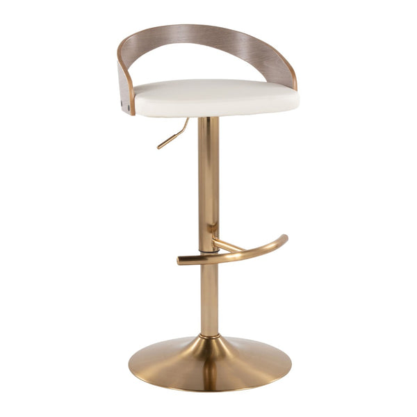 English Elm Adjustable Swivel Barstools Set of 3 Chrome Base Natural Wood Green Fabric Seat B202S02020