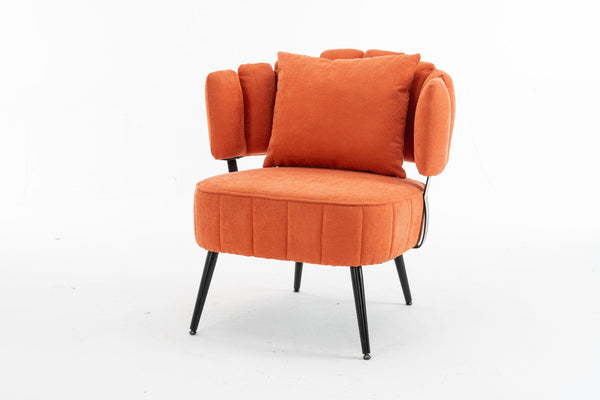 English Elm Decorative Chenille Barrel Tub Chair with Pocket Coil Cushion for Cozy Reading Nooks Orange W5188P462023