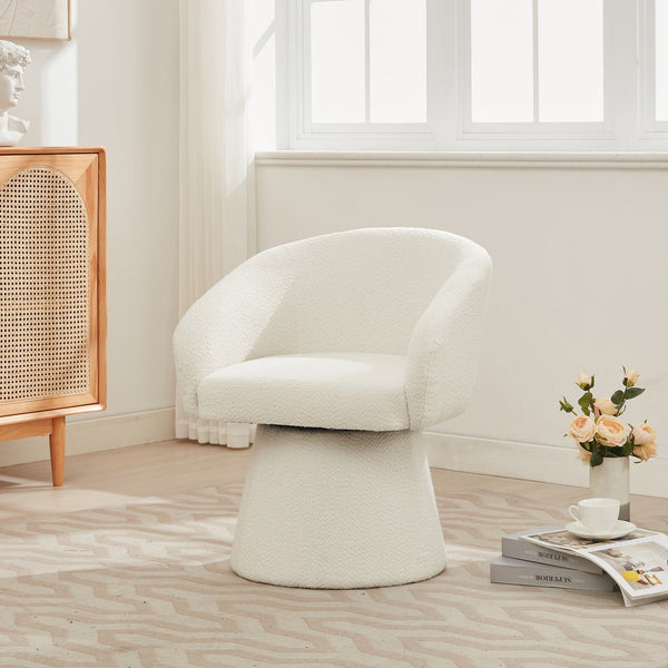 English Elm Christopher Knight Home® - Modern 360° Swivel Boucle Accent Chair Cream White — Plush Barrel Seat, Compact 300 lb Capacity, Stylish N765P292088W