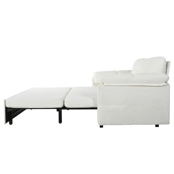 English Elm (old: W3163p269700) Convertible Chenille Sleeper Loveseat with Queen Pullout and Rolling Casters Beige W3163S00099