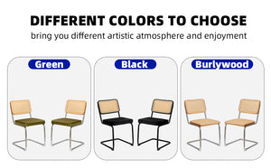 English Elm Dining Velvet Rattan Side Chairs Set of 2 with Chrome Cantilever Legs, Mid-Century Modern Comfort and Style W2105P312840