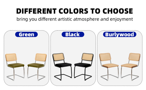 English Elm Dining Chairs Set of 4 Velvet Seat Woven Rattan Back Chrome Cantilever Frame W2105S00004