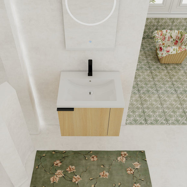 English Elm 24" Bathroom Vanity Sink Combo - Modern Oak Cabinet Set With Ample Storage & Soft-Close Doors W1972P204941