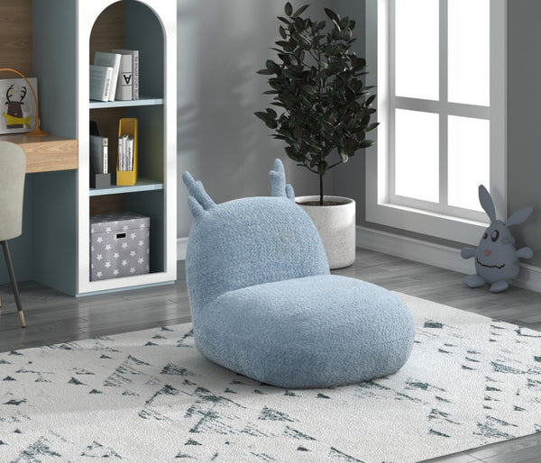 English Elm Westino Deer Shaped Kids Accent Chair Chenille Upholstered Woodland Playroom Seat Blue B2749P413205
