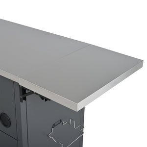 English Elm Outdoor Bbq Prep Cart Rolling Stainless Steel Grill Station with Foldable Work Surface Gray N719P407404E