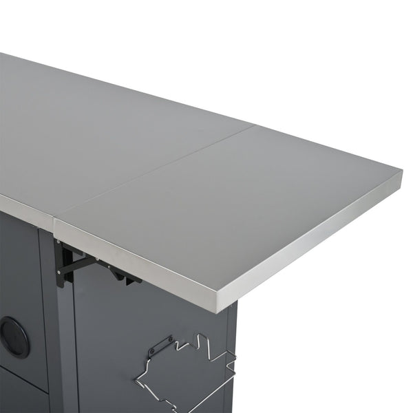 English Elm Outdoor Bbq Prep Cart Rolling Stainless Steel Grill Station with Foldable Work Surface Gray N719P407404E