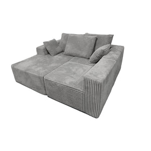English Elm Corner Modular Sectional Sofa with Plush Fabric Converts to Loveseat or Guest Bed Gray W3064S00002