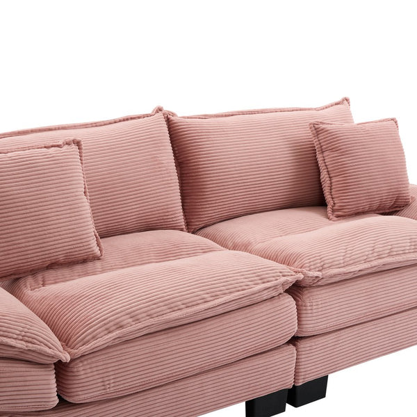 English Elm Corduroy Modern Sofa Sleeper Loveseat with Double-Layer Cushions, Two Pillows, Sturdy Frame 84" Pink W676P227339