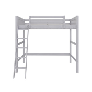 English Elm Denver Full Size Loft Bed with Ladder & Guardrails, Gray Wood Space-Saving Design for Kids Rooms B2733P384490