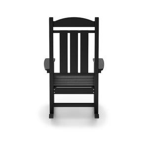 English Elm Beige Hdpe Poly Lumber Porch Rocking Chair with High Back for Outdoor Patio Use Black B195P198773