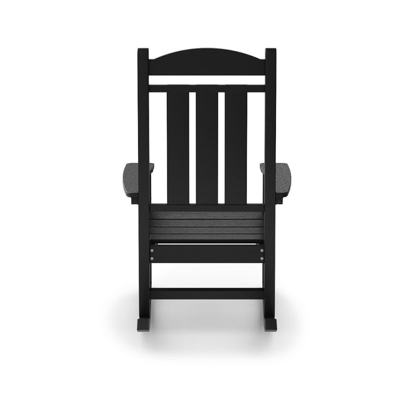English Elm Beige Hdpe Poly Lumber Porch Rocking Chair with High Back for Outdoor Patio Use Black B195P198773