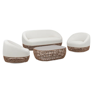 English Elm Jennifer Taylor Home - Willow 71" Outdoor Upholstered Deep Seating Sofa with Axroma Olefin, Golden Brown Wicker, Wheat Beige Elegance B2719P305700