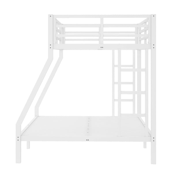 English Elm Metal Twin Over Full Bunk Bed White Steel Frame Space Saving Slat Support for Teens W1580P383994